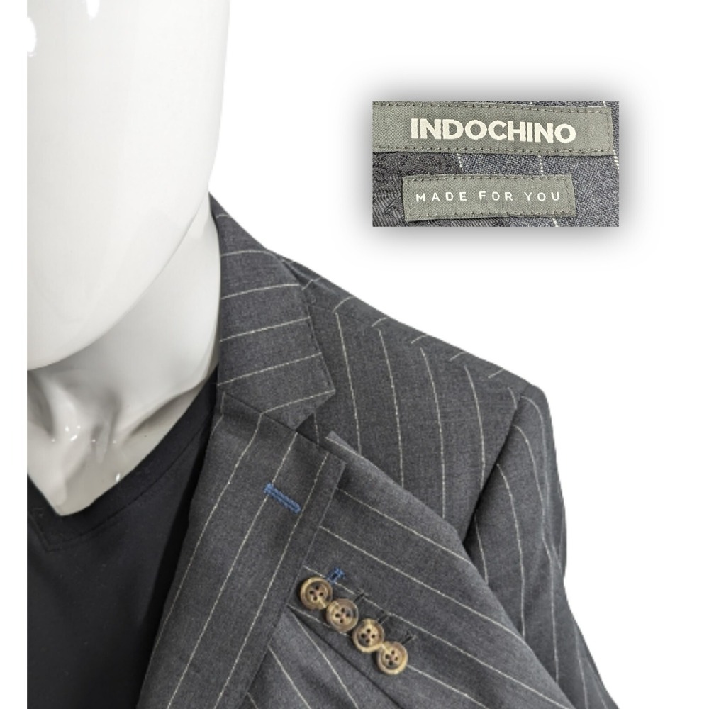 Indochino‎ Bespoke NWT Gray Pinstripe Blazer Sport Coat Two Button 100% Wool 42R